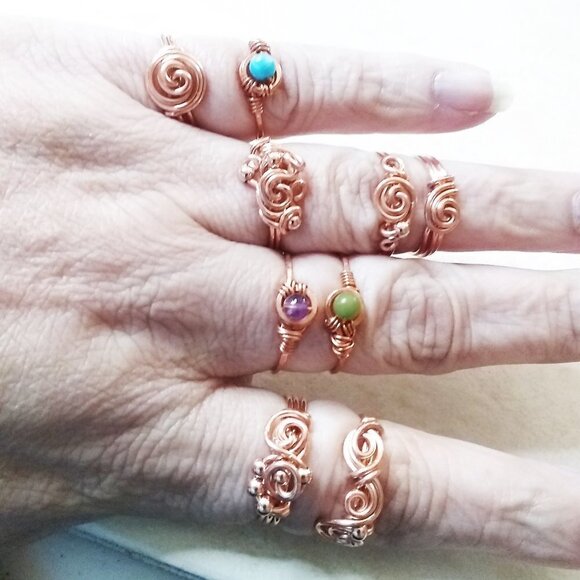 Durable Everyday Wear! My Signature Swirl ~ Copper Wire Wrapped Ring - Sz 5.5 - Picture 7 of 7